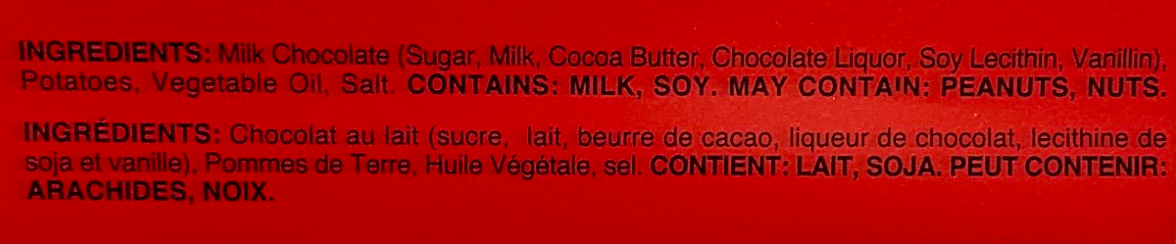 COW Chips Bar Nutritional Label