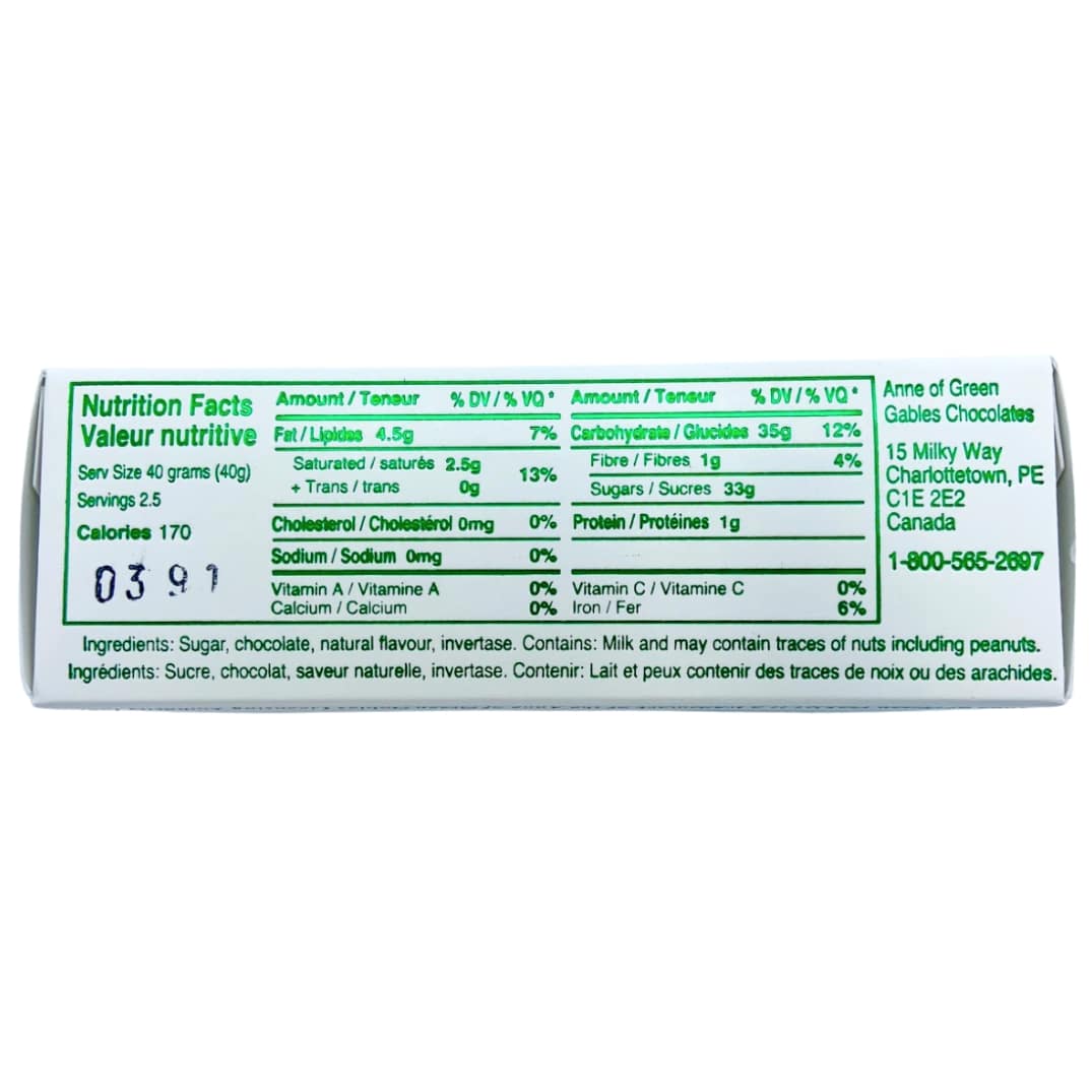Peppermint Patties Nutritional Label